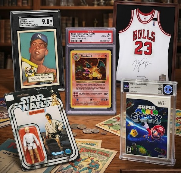 Sports cards, toy, jersey, and video game collectibles